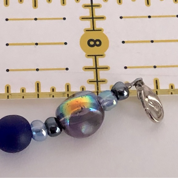 *New Glass Lampworks Heart Beaded Handmade Bracelet Royal Blue Periwinkle Gifts - Picture 3 of 4